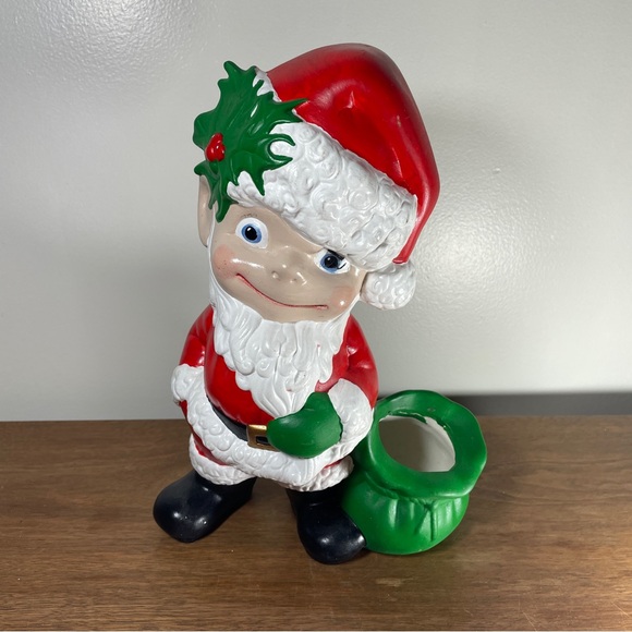 Vintage 70's Atlantic Mold Ceramic Santa Boy Big Eyes Santa Elf 11" - Picture 14 of 15